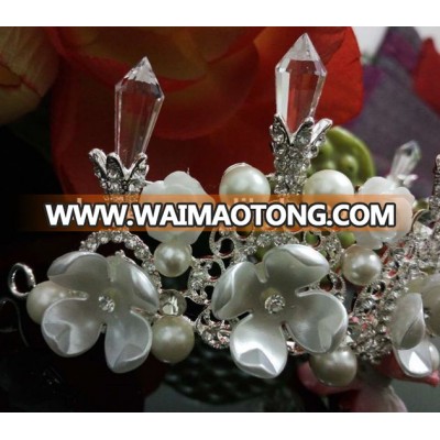 Artificial flowers crystal pearl diamond alloy crown